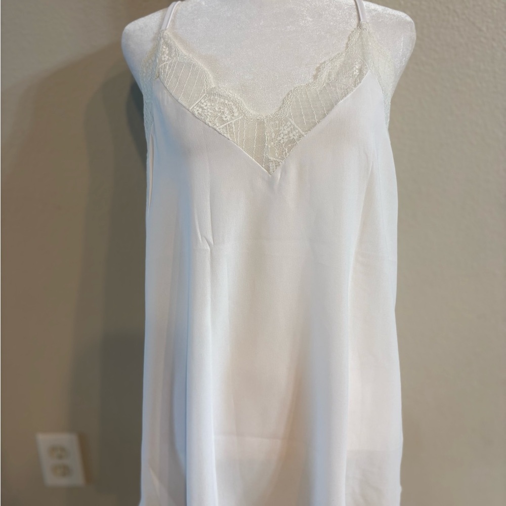 Elegant White Lace Trim Slip Tank